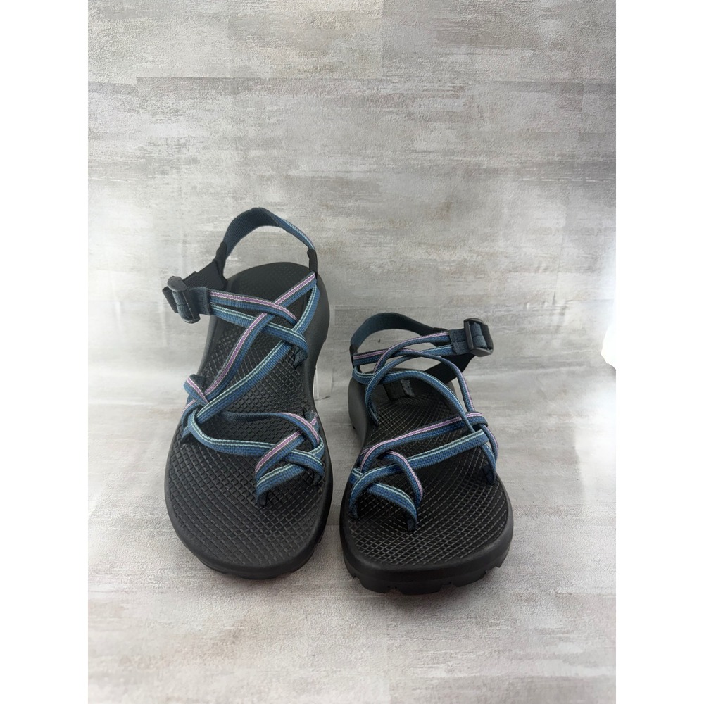 Chaco Z/2 Yampa Women Sz 9 Black Blue Purple Strappy Toe Loop Vibram Sandals
